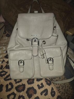 Michael Kors Pebbled Leather Backpack in Cream
